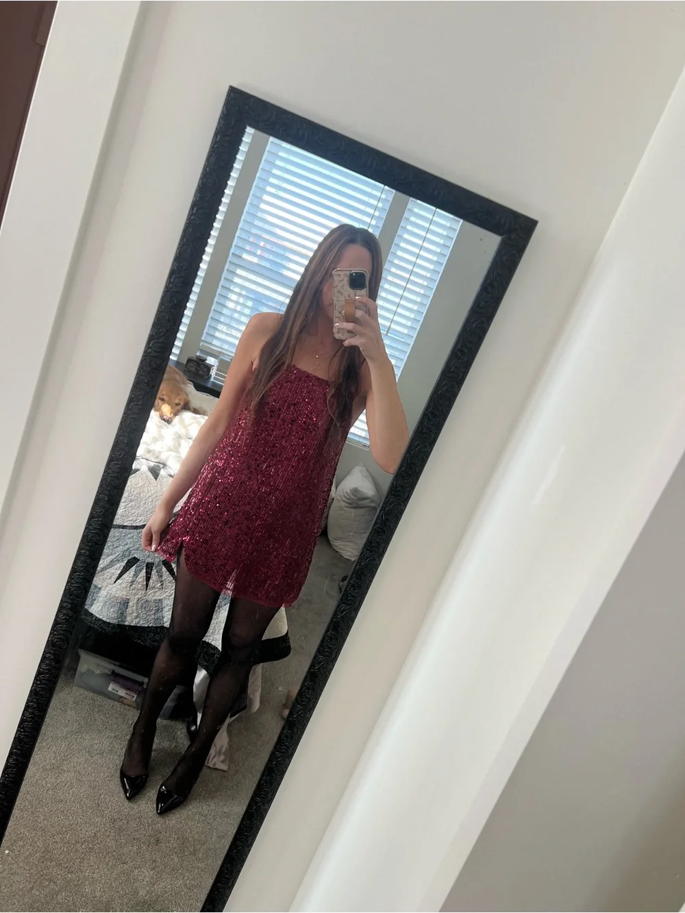 Free People Sequin Mini Dress in Burgundy